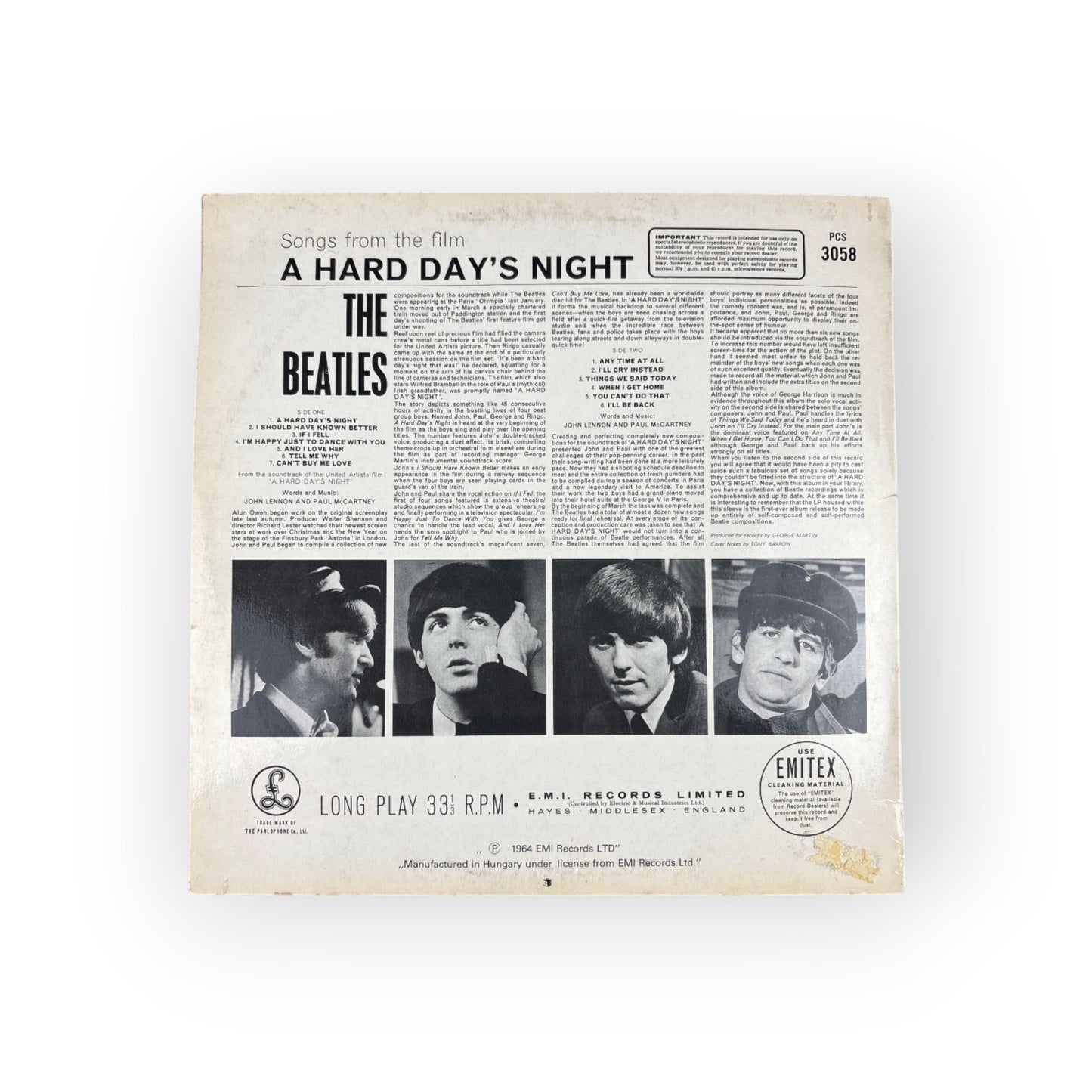 The Beatles “A Hard Day’s Night” – Original Vinyl LP