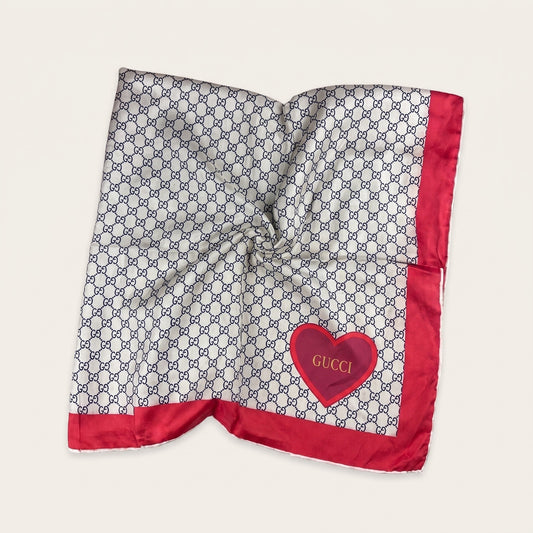 Gucci “GG Monogram Heart Silk Scarf”
