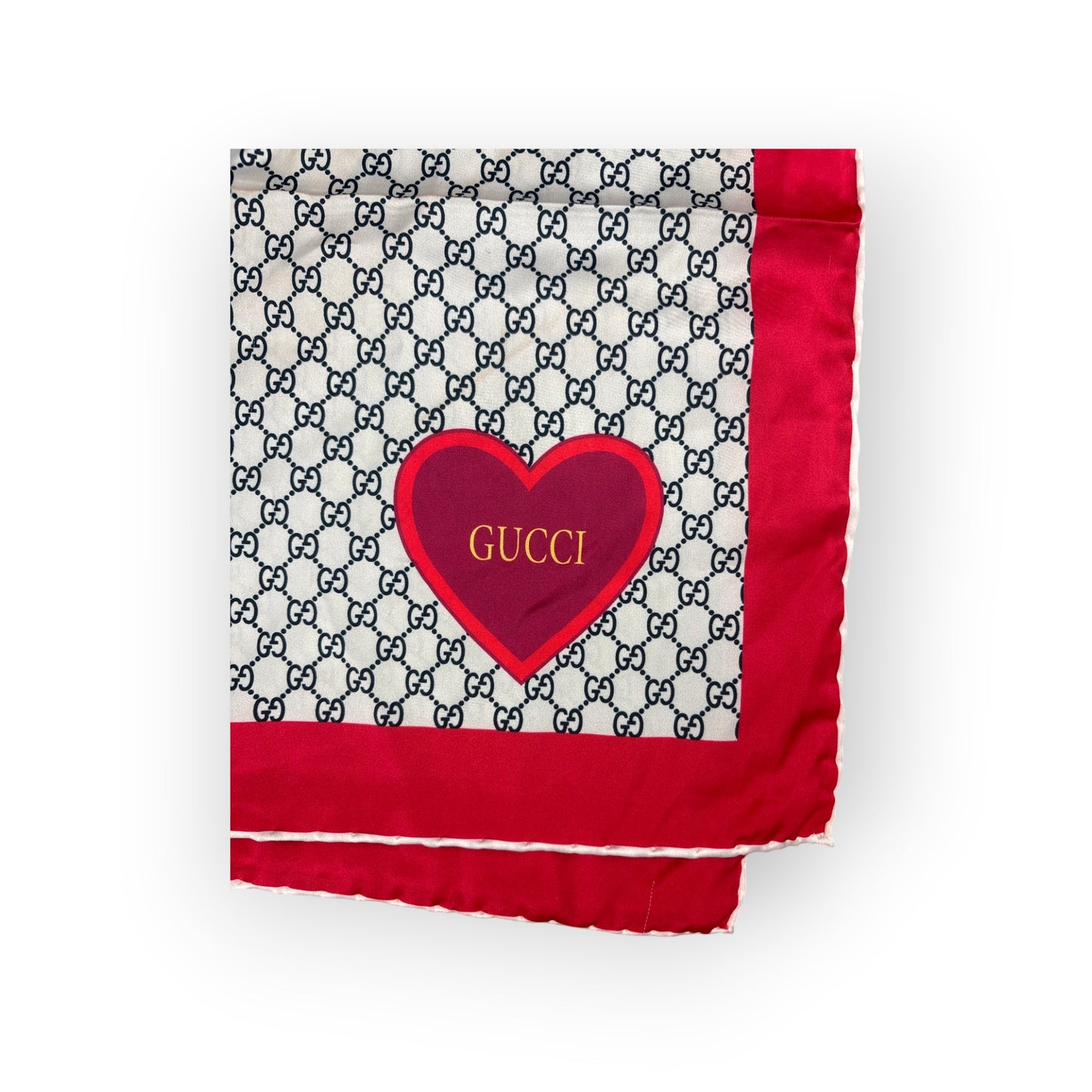 Gucci “GG Monogram Heart Silk Scarf”